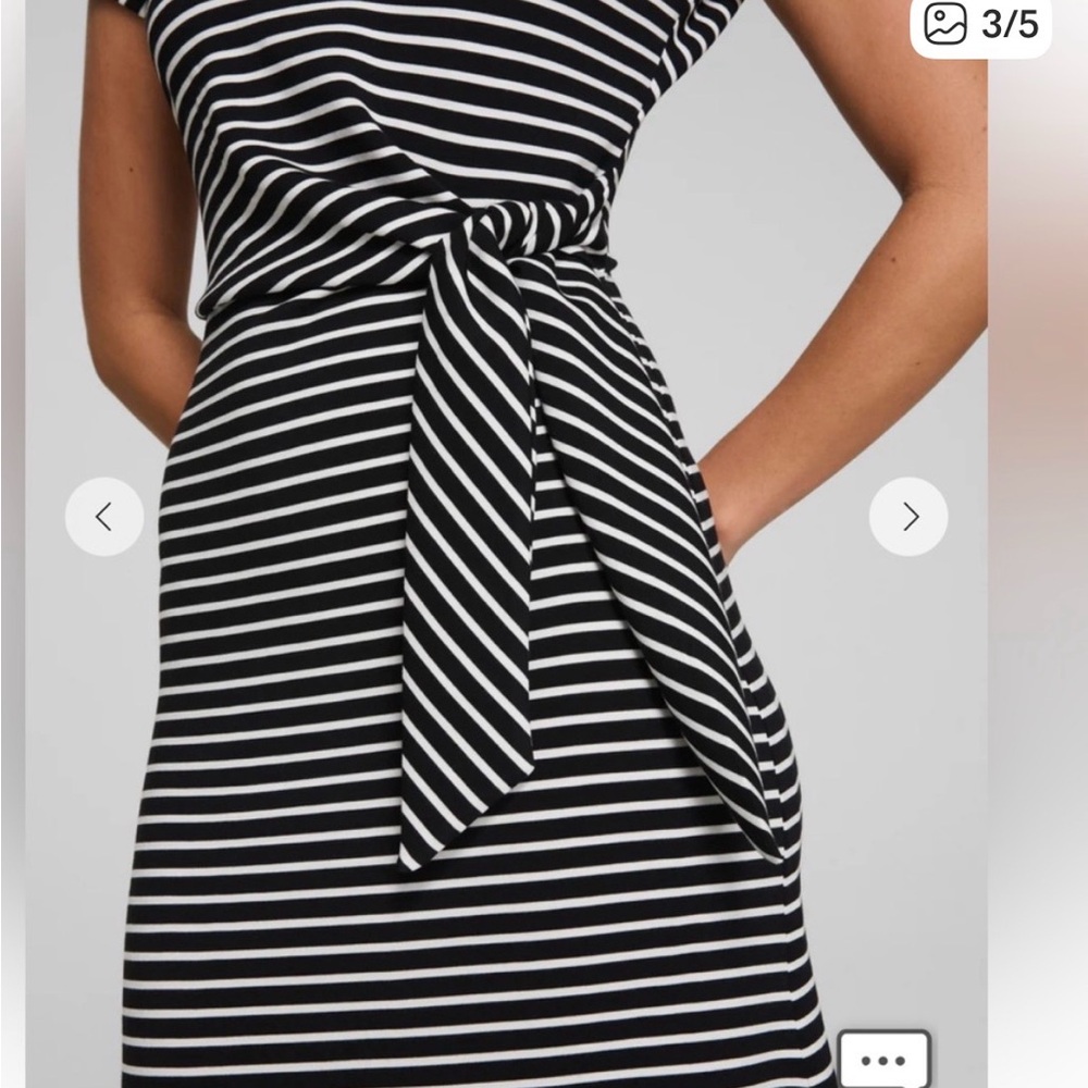 SPANX Black and White Striped Midi Dress - Picture 2 of 2
